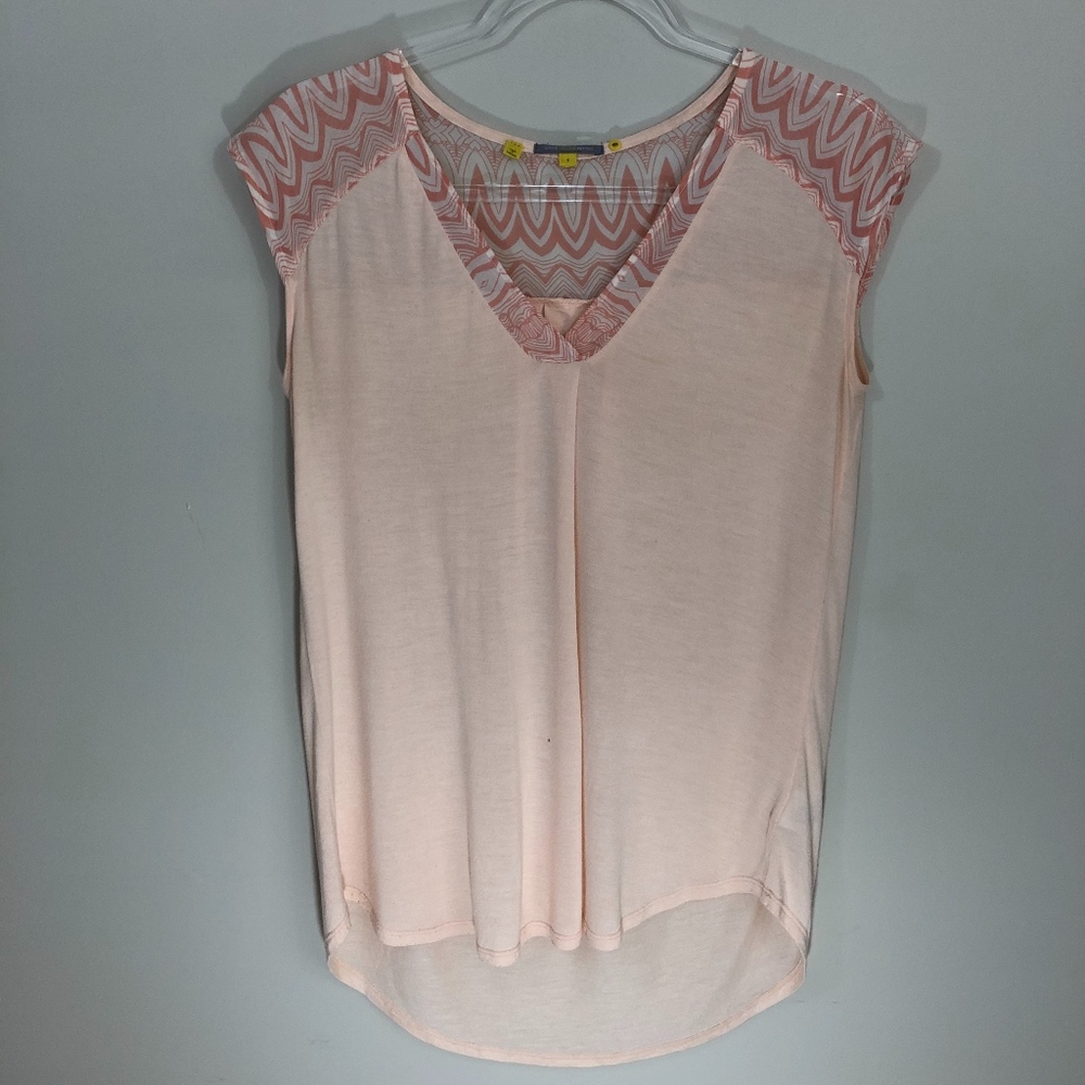 Anthropologie Little Yellow Button Peach Top S